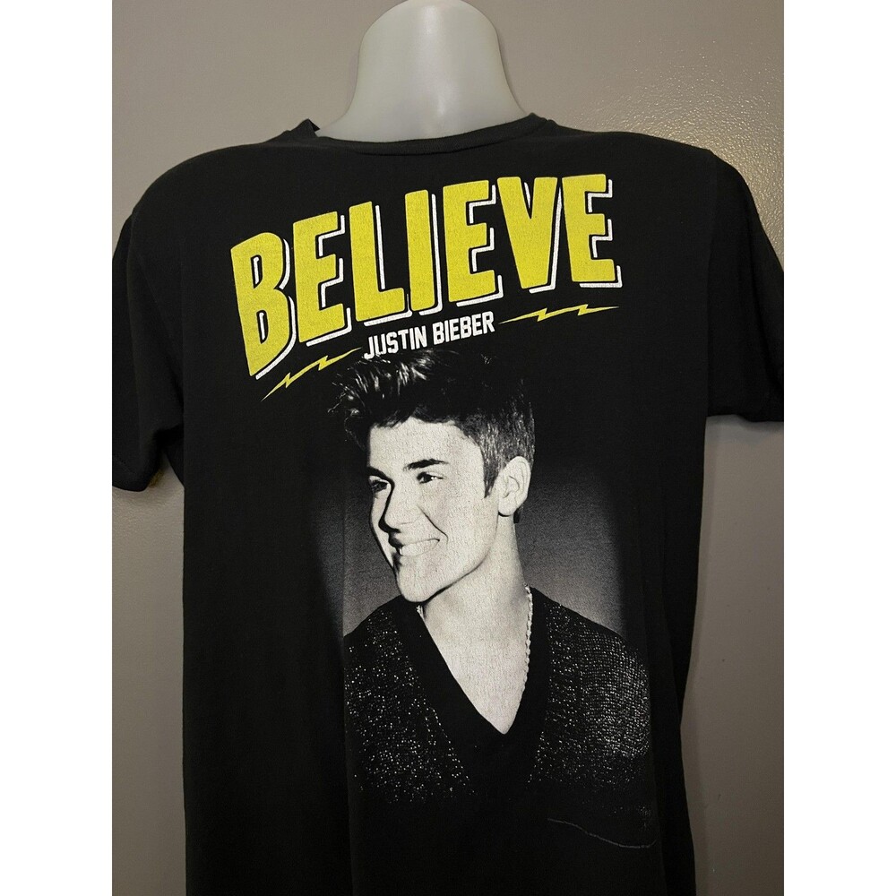 Justin Bieber Believe Tour Shirt Mens Medium 2013 Concert Tultex Black Graphic